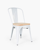 Tolix Replica Chair With Solid Ash Seat - White