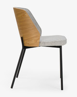 Clive Chair - Natural Wood Back, Grey Fabric