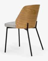 Clive Chair - Natural Wood Back, Grey Fabric