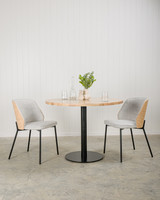 Clive Chair - Natural Wood Back, Grey Fabric