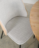 Clive Chair - Natural Wood Back, Grey Fabric