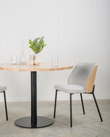 Cintesi Clive Chair - Natural Wood Back, Grey Fabric 