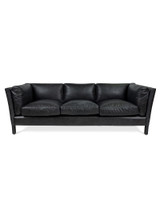 George Leather Sofa - 3 Seater, Black