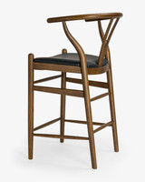 Hans Wegner Replica Wishbone B/Stool, Walnut, Uph Seat, 65Cm