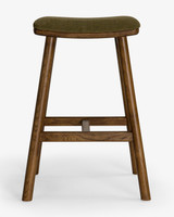 Archie Bar Stool - Walnut, 65Cm, Olive Green Seat