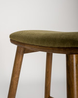 Cintesi Archie Bar Stool - Walnut, 65Cm, Olive Green Seat 