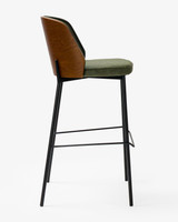 Cintesi Clive Bar Stool - Dark Wood Back - Forest Green, 75Cm 