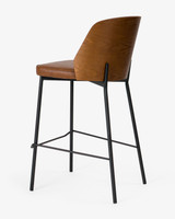 Clive Bar Stool - Dark Wood Back - Chestnut, 75Cm