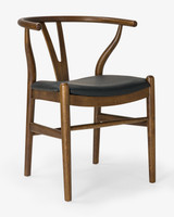 Hans Wegner Replica Wishbone Chair, Walnut-Upholstered Seat