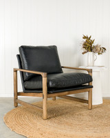 Aspen Leather Armchair - Espresso Frame, Black