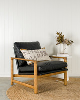 Aspen Leather Armchair - Natural Frame, Black