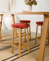 Curve Bar Stool - Natural Oak, Brick Seat 75cm