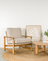 Aspen Fabric Armchair - Natural Frame, Biscuit