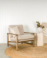 Aspen Fabric Armchair - Espresso Frame, Biscuit