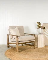 Aspen Fabric Armchair - Espresso Frame, Biscuit