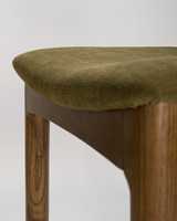 Hans Wegner Replica Elbow Bar Stool Walnut&Olive Green, 65Cm