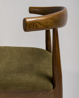 Hans Wegner Replica Elbow Bar Stool Walnut&Olive Green, 65Cm