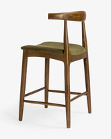 Cintesi Hans Wegner Replica Elbow Barstool Walnut&Olive Green, 65Cm 