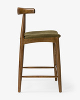 Cintesi Hans Wegner Replica Elbow Barstool Walnut&Olive Green, 65Cm 