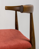 Hans Wegner Replica Elbow Bar Stool - Walnut & Brick, 65Cm