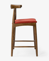 Hans Wegner Replica Elbow Bar Stool - Walnut & Brick, 65Cm