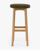 Curve Bar Stool - Natural Oak, Olive Green Seat 75cm
