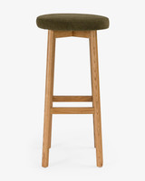 Cintesi Curve Bar Stool - Natural Oak, Olive Green Seat 75cm 