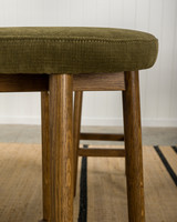 Curve Bar Stool - Dark Oak, Olive Green Seat 75cm