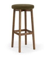 Cintesi Curve Bar Stool - Dark Oak, Olive Green Seat 75cm 
