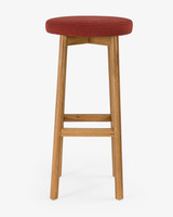 Curve Bar Stool - Natural Oak, Brick Seat 75cm