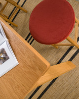 Curve Bar Stool - Natural Oak, Brick Seat 75cm