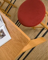 Cintesi Curve Bar Stool - Natural Oak, Brick Seat 75cm 