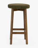 Curve Bar Stool - Dark Oak, Olive Green Seat 65cm