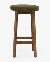 Cintesi Curve Bar Stool - Dark Oak, Olive Green Seat 65cm 