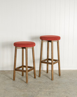 Curve Bar Stool - Dark Oak, Brick Seat 65cm