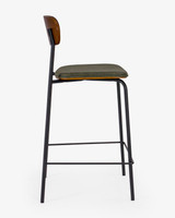 Neal Bar Stool - Dark Wood & Forest Green, 65Cm