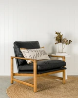 Cintesi Aspen Leather Armchair - Natural Frame, Raven Black 