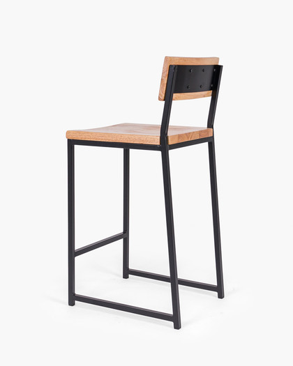 Baxter Barstool  - Matt Black - Natural Wood, 65Cm