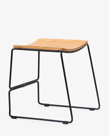 Colorado Wire Bar Stool - Black, Ply Seat 45Cm