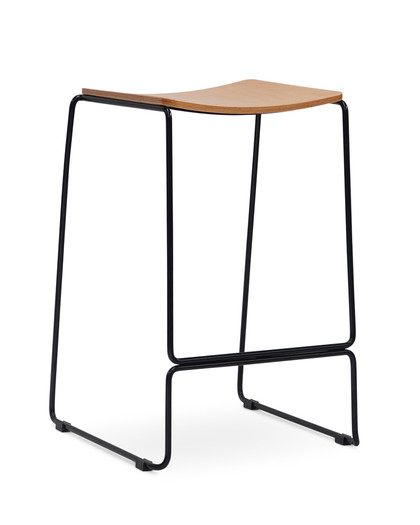 Colorado Wire Bar Stool - Black, Ply Seat 75Cm