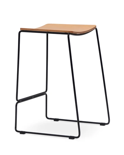 Colorado Wire Bar Stool - Black, Ply Seat 75Cm