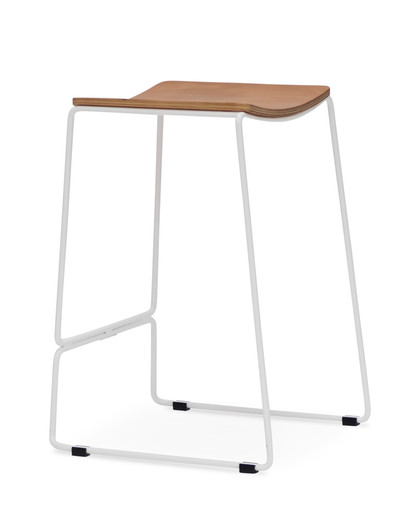 Colorado Wire Bar Stool - White, Ply Seat 75Cm