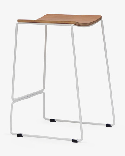 Colorado Wire Bar Stool - White, Ply Seat 75Cm