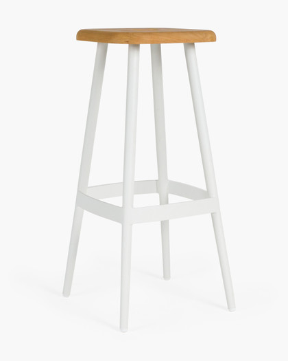 Denver Bar Stool - White, 76Cm
