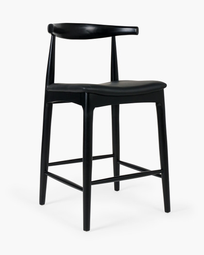 Hans Wegner Replica Elbow Barstool - Black, 65Cm
