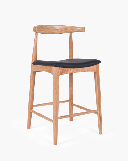 Hans Wegner Replica Elbow Barstool - Natural, 65Cm