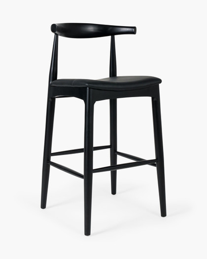 Hans Wegner Replica Elbow Barstool - Black, 75Cm