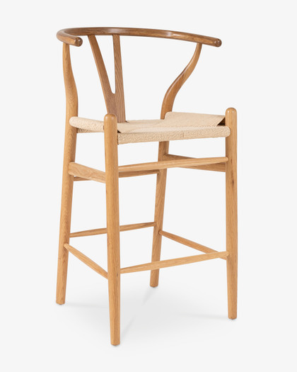 Hans Wegner Replica Wishbone Barstool - Natural, 65Cm