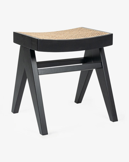 Harriet Barstool - Black With Cane Seat, 45Cm