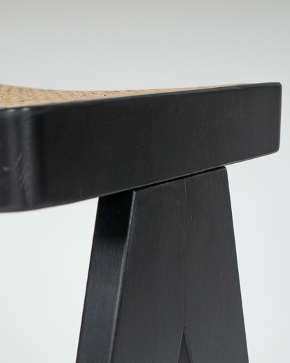 Harriet Barstool - Black With Cane Seat, 65Cm